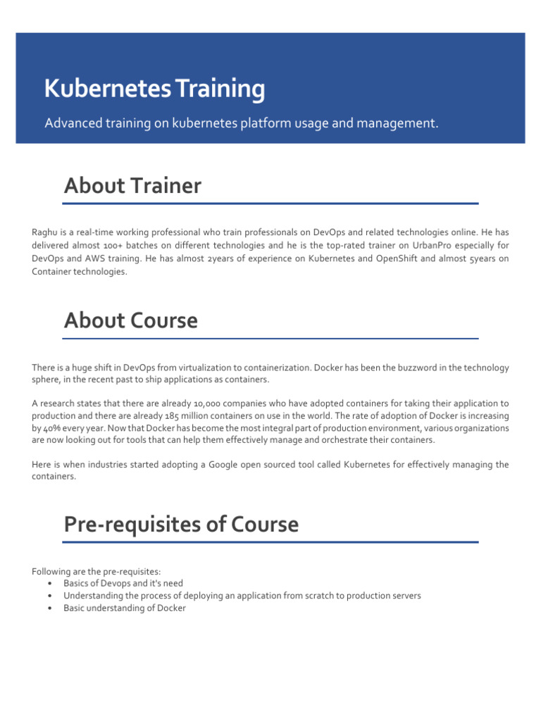 Advanced Kubernetes Training Course | PDF | Software Engineering ...
