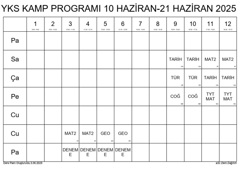 Yks Kamp Programi | PDF