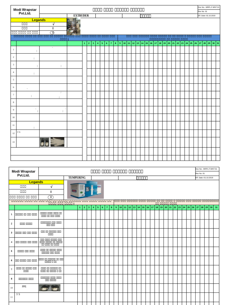 01-Daily Machine Checksheet | PDF