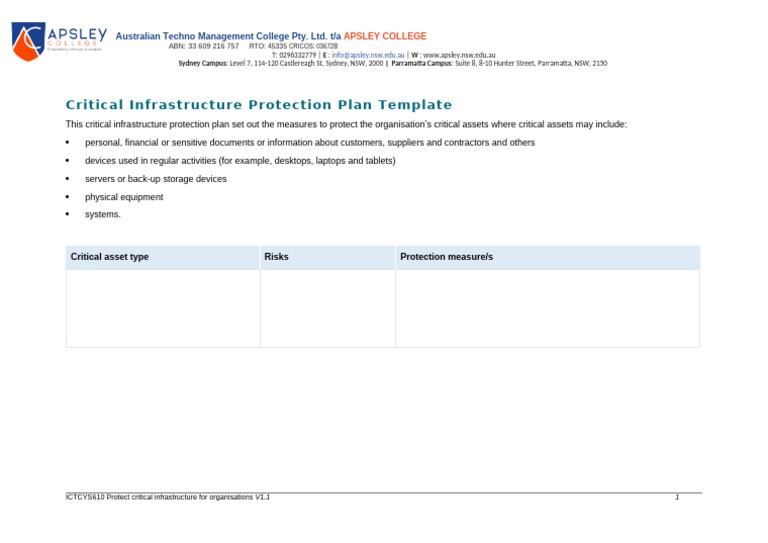 Critical Infrastructure Protection Plan | PDF