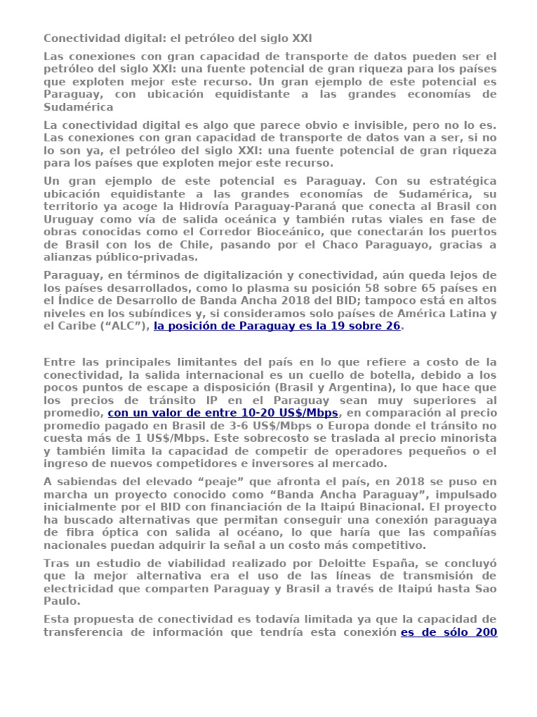 Conectividad Digital: Oportunidad en Paraguay | PDF | Internet de las ...