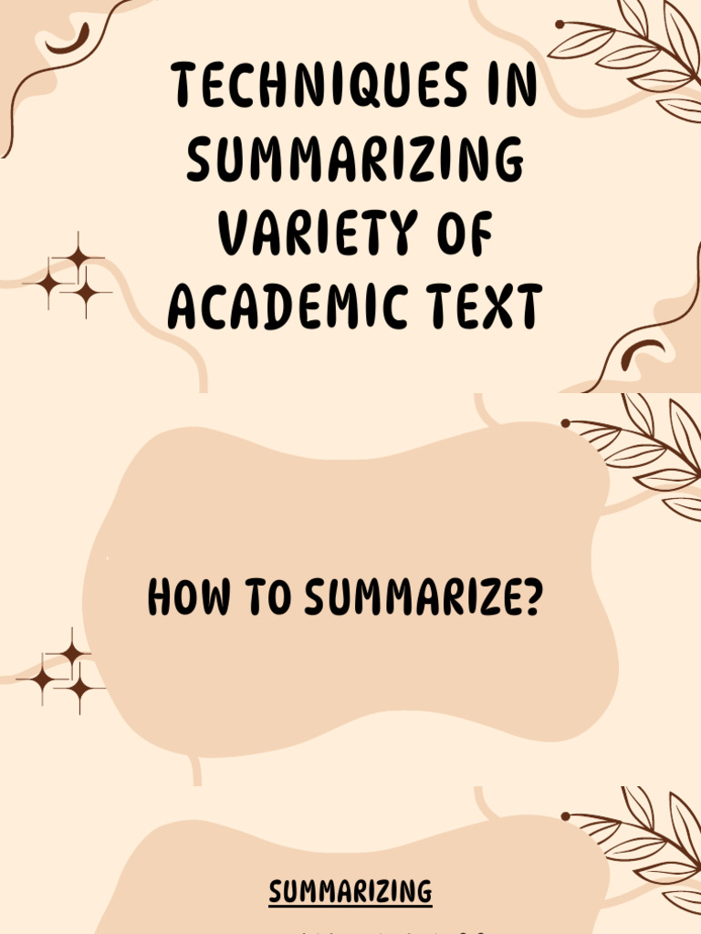 Techniques for Summarizing Academic Texts | PDF