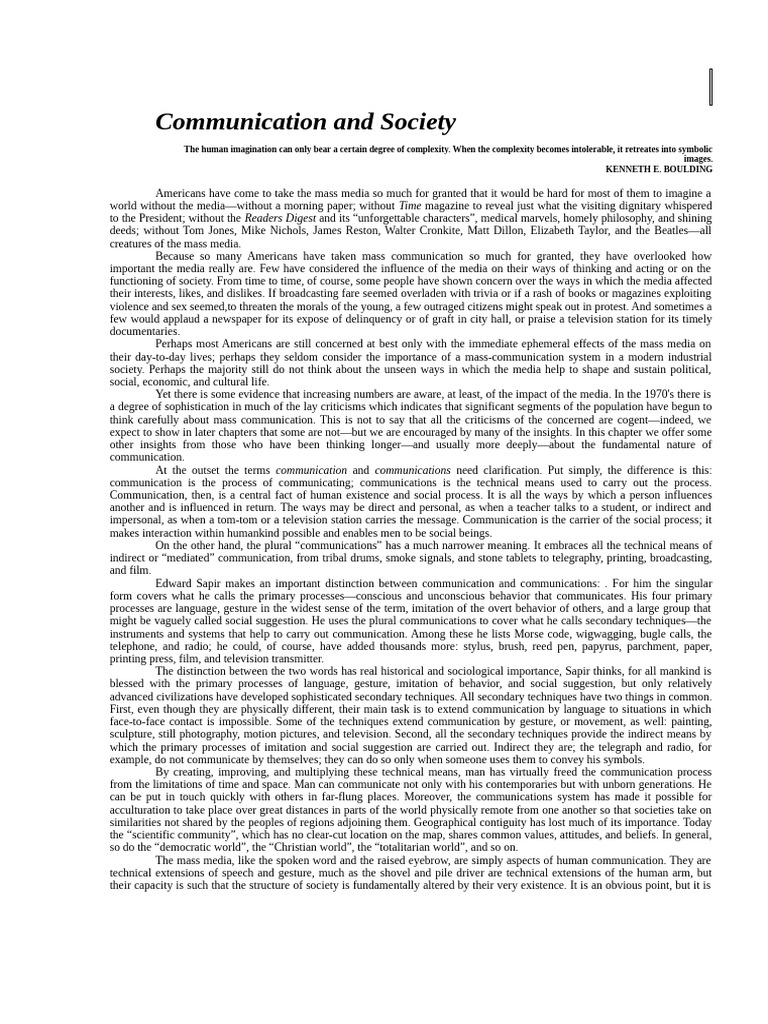 Impact of Mass Media on Society | PDF | Communication | Mass Media
