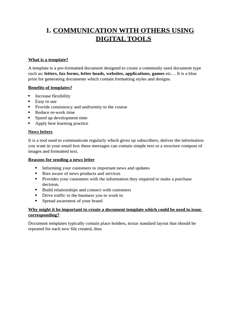 Communication With Others Using Digital Tools | PDF