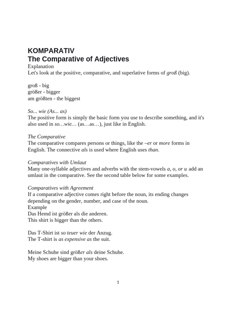German Comparative and Superlative Guide | PDF | Adjective | Semantics