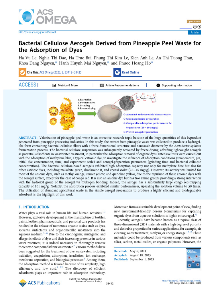 Pineapple Peel Waste Aerogels for Dye Adsorption | PDF | Adsorption ...