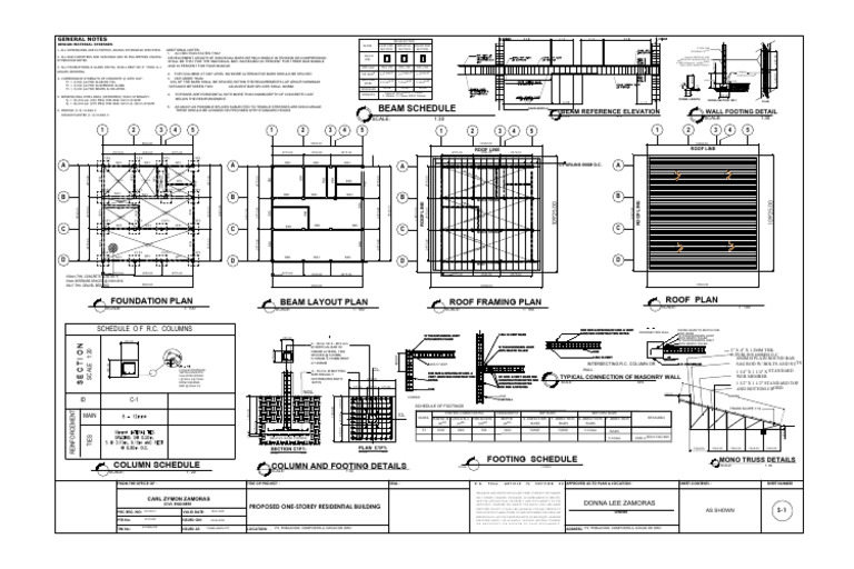 Structural Plans for Residential Building | PDF | Beam (Structure ...
