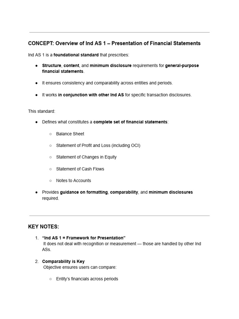Ind AS 1: Financial Statement Presentation Guide | PDF | Going Concern ...