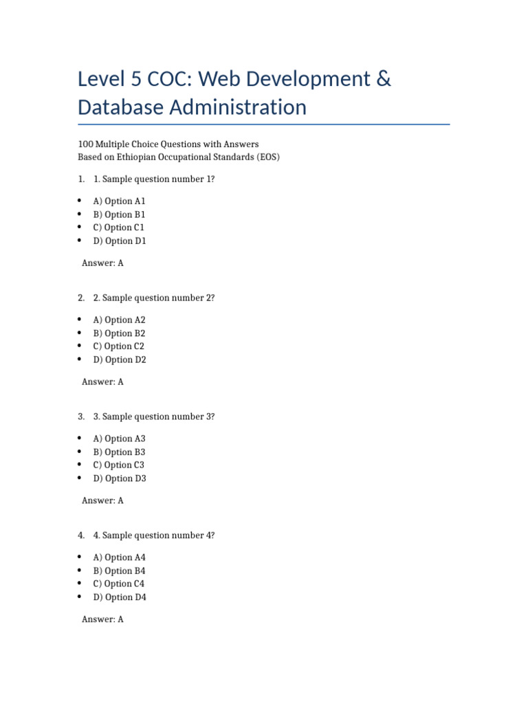 Level 5 COC Exam Questions & Answers | PDF | Computer Standards ...
