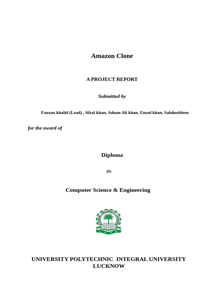 Amazon Clone Project Report | PDF | E Commerce | Computer Security