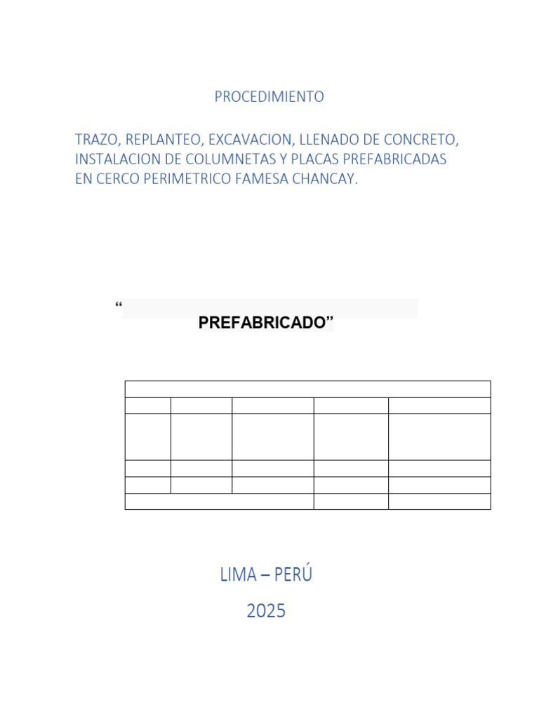 Procedimiento de Construcción de Cerco Perimetral | PDF | Hormigón ...