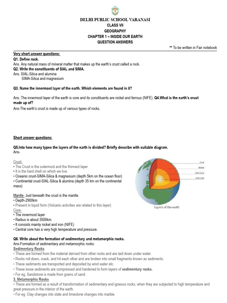 Vii Geo Ch2 Qa (Inside Our Earth) | PDF | Rock (Geology) | Igneous Rock