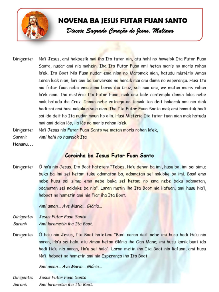 Novena a Jesús Futar Fuan Santo | PDF