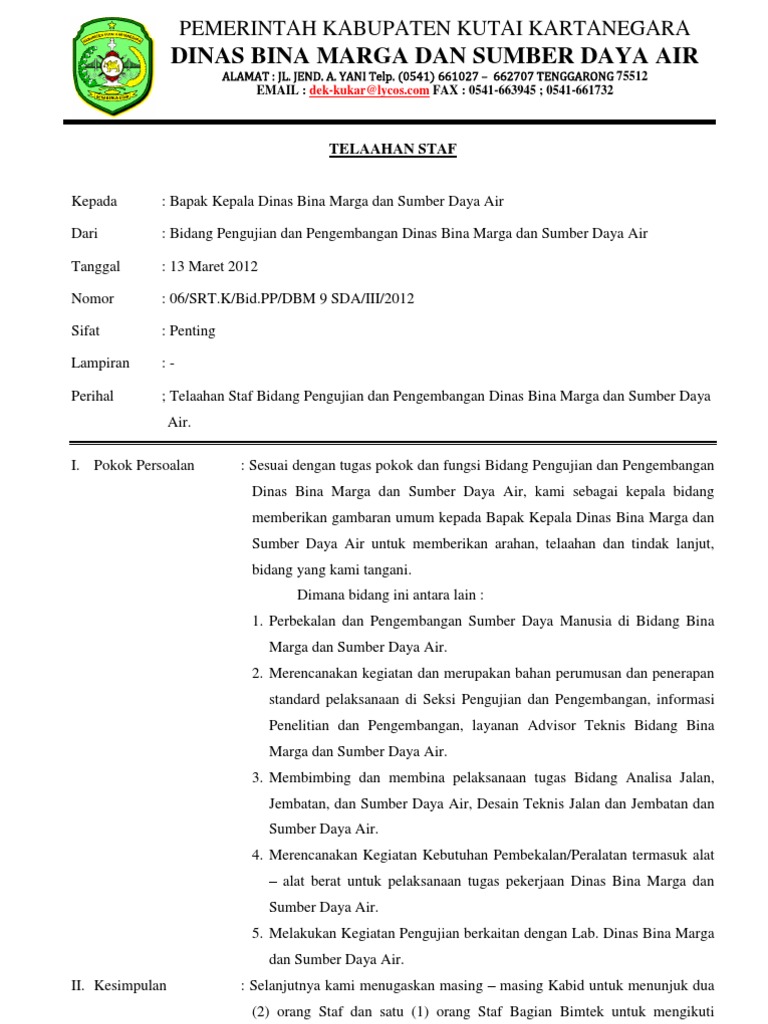 Format telaahan staf tni ad