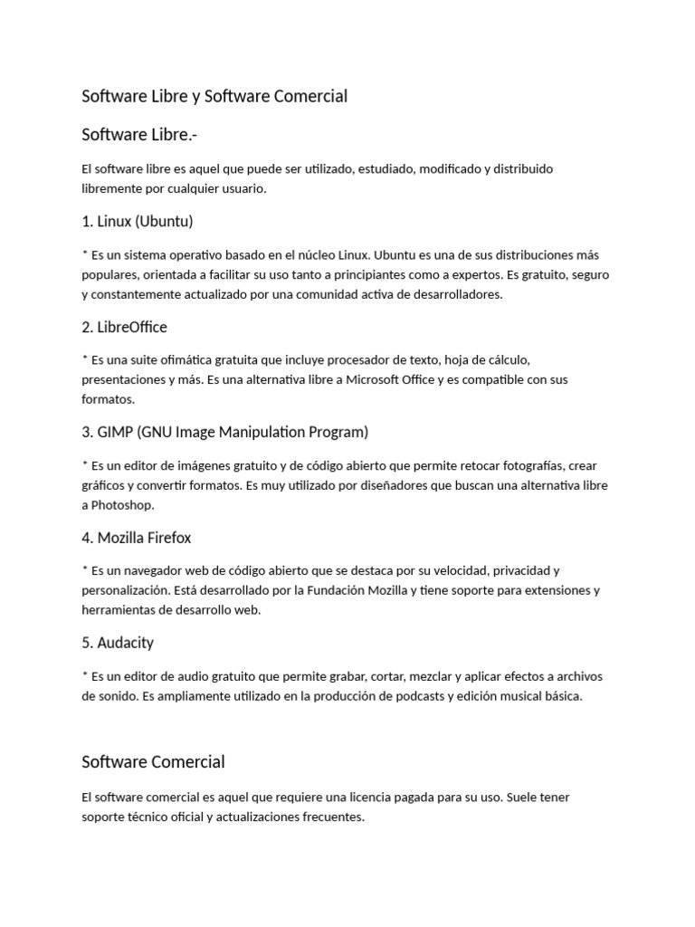 Software Libre y Comercial | PDF | Software libre | Microsoft