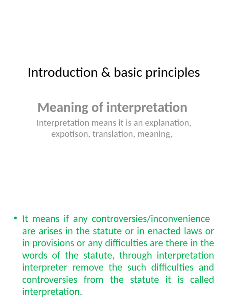 Introduction & Basic Principles-1 | PDF | Statutory Interpretation ...