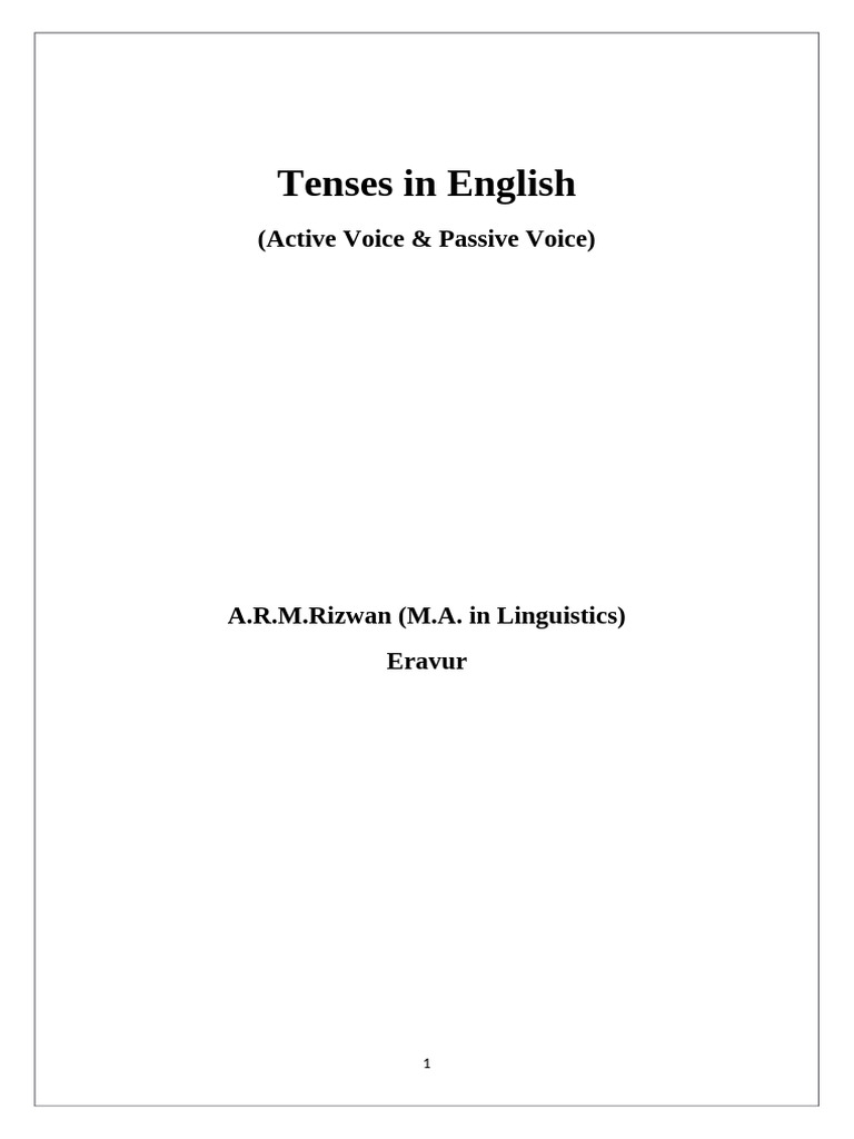 Tenses in English Both Active & Passive Practice 57 Pages | PDF ...