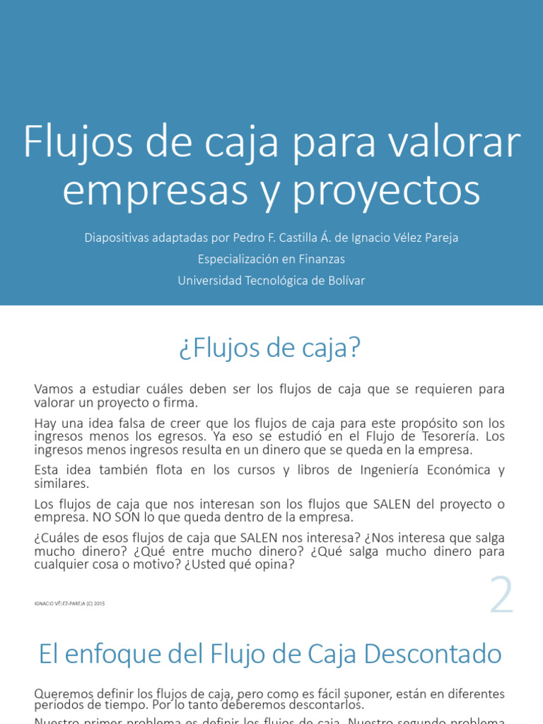 Flujos de Caja para Valorar Proyectos | PDF | Flujo de caja descontado ...