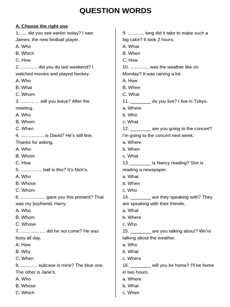 Question Words in English | PDF