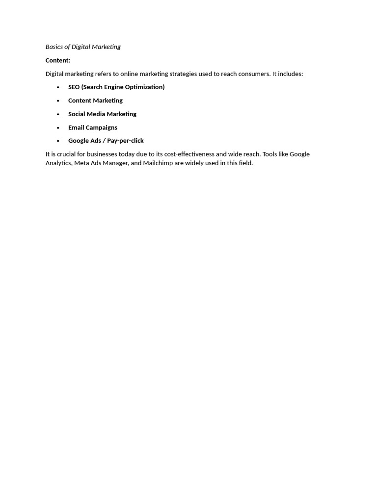 Basics of Digital Marketing | PDF