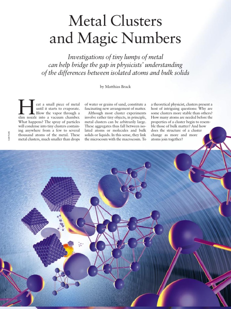 Magic Numbers in Metal Clusters | PDF | Electron | Cluster Chemistry