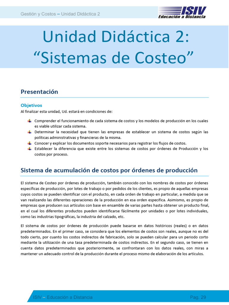 Unidad Didáctica 2 - Gestion y Costos | PDF | Costo | Contabilidad de ...