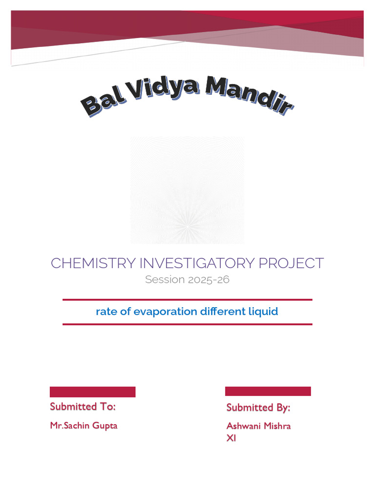 Rate of Evaporation in Liquids Project | PDF