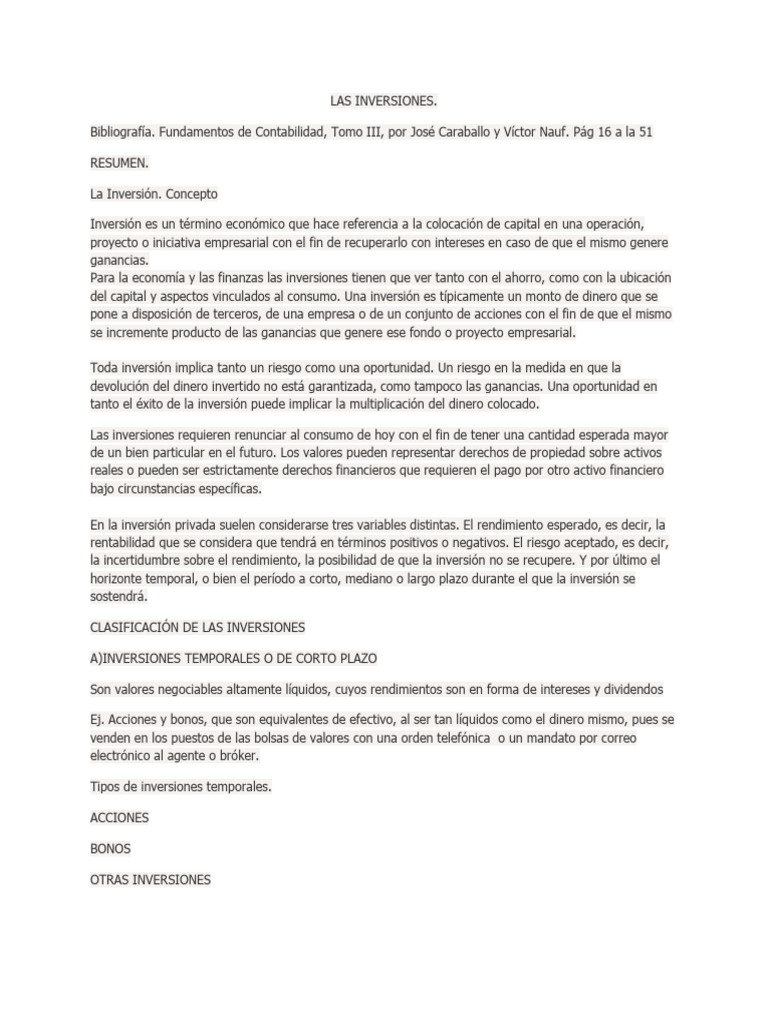 Fundamentos de Inversión y Tipos | PDF | Compartir (Finanzas) | Inversiones