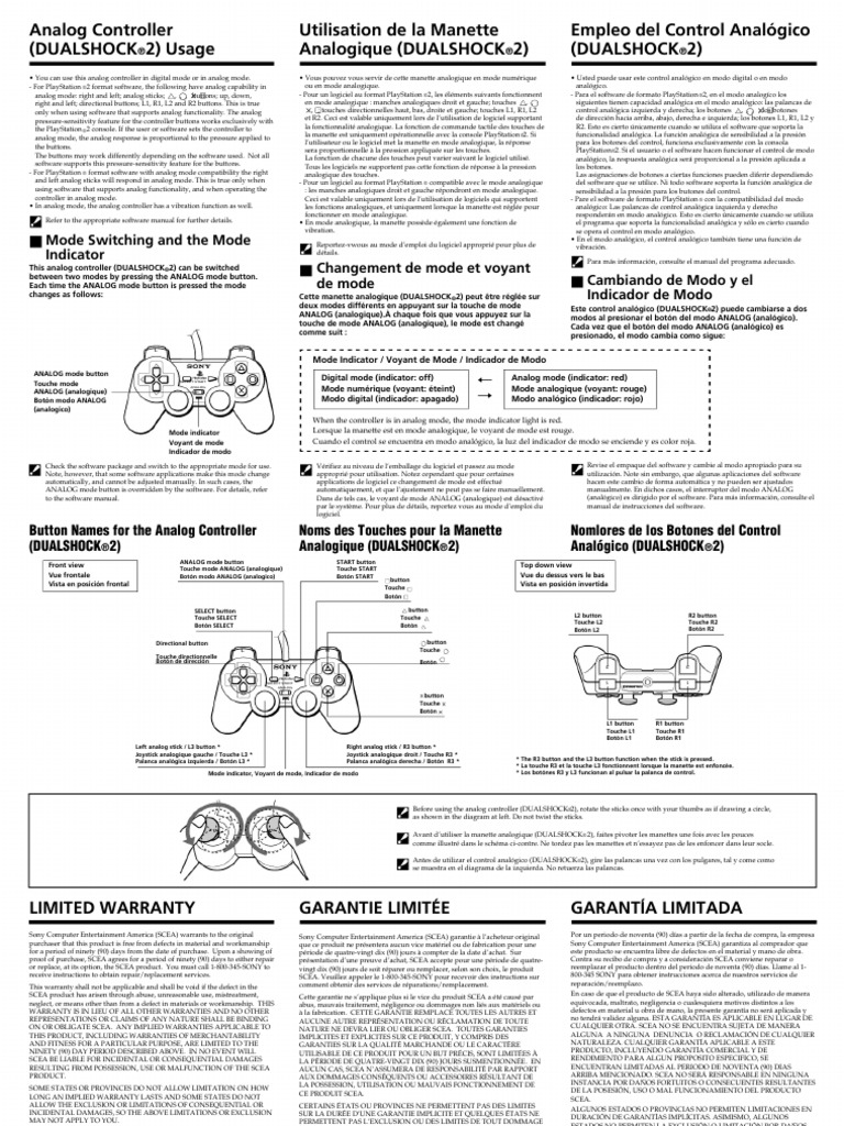 Manual de Usuario Sony PlayStation 2 Analog Controller DualShock 2 ...
