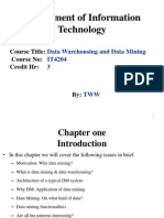 Department of Information Technology: Data Warehousing and Data Mining IT4204 3