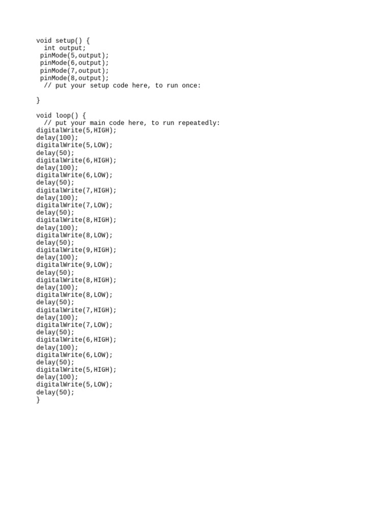 Arduino LED Blinking Code Example | PDF