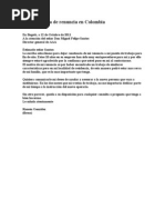 Modelo Carta de Renuncia en Colombia