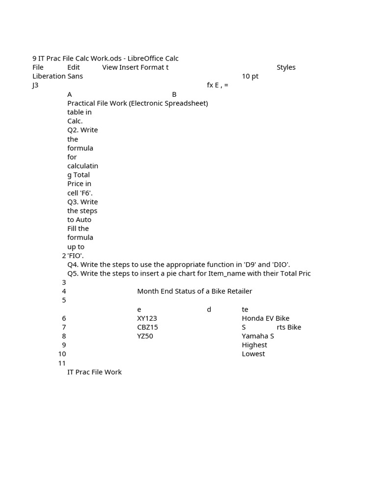 IT Practical File: Spreadsheet Tasks | PDF