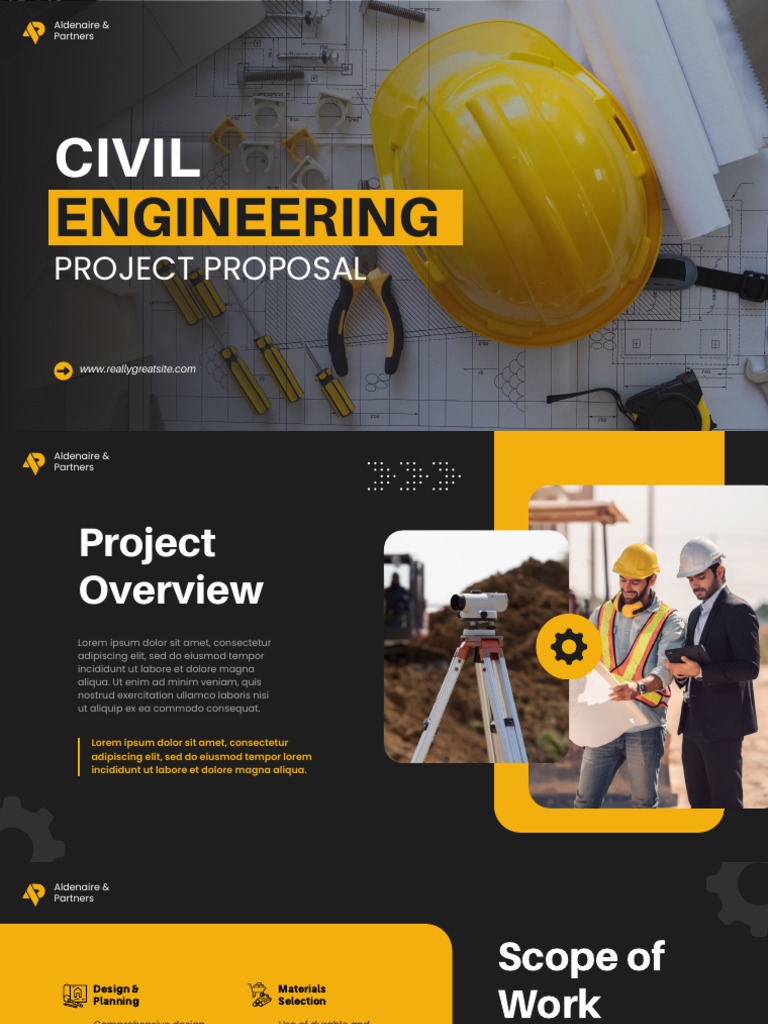 Yellow and Black Clean Modern Civil Engineering Project Proposal ...