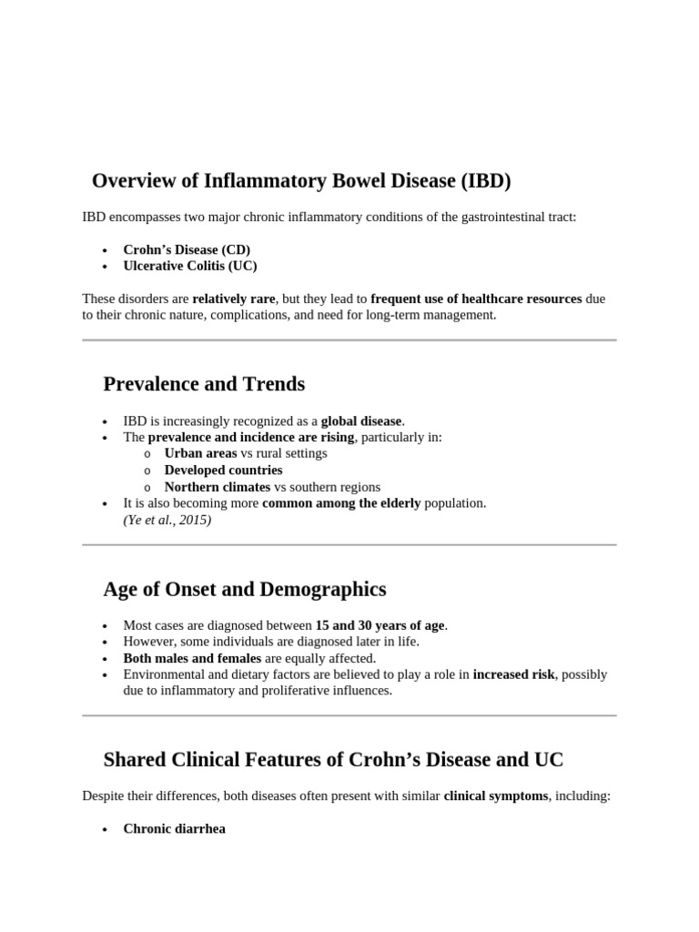 Inflammatory Bowel Disease Overview | PDF | Inflammatory Bowel Disease ...