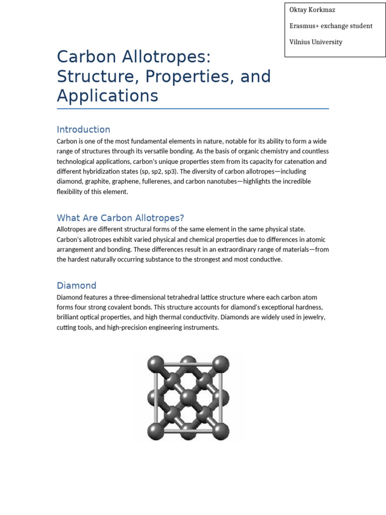 Carbon Allotropes: Structures & Uses | PDF | Carbon | Graphene