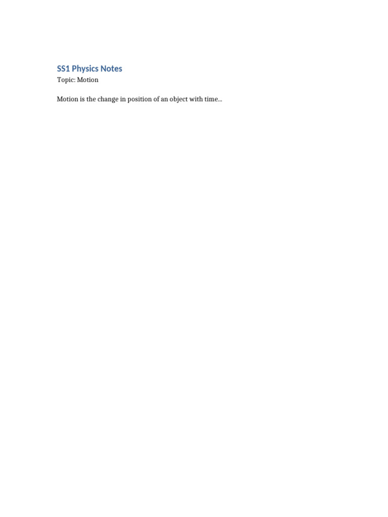 SS1 Physics Notes | PDF