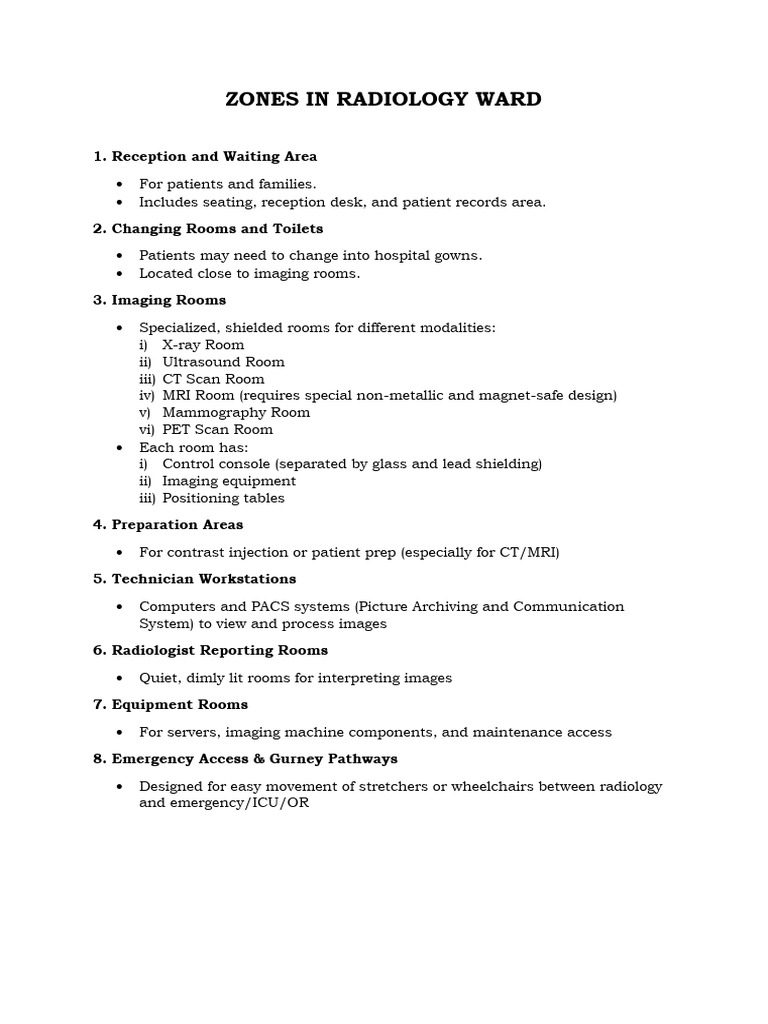 Zones in Radiology Ward | PDF