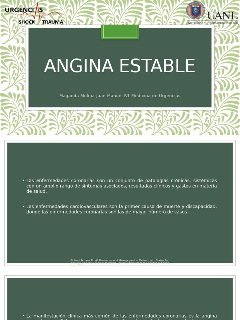 Angina Estable | PDF | Cardiología | Enfermedades y trastornos