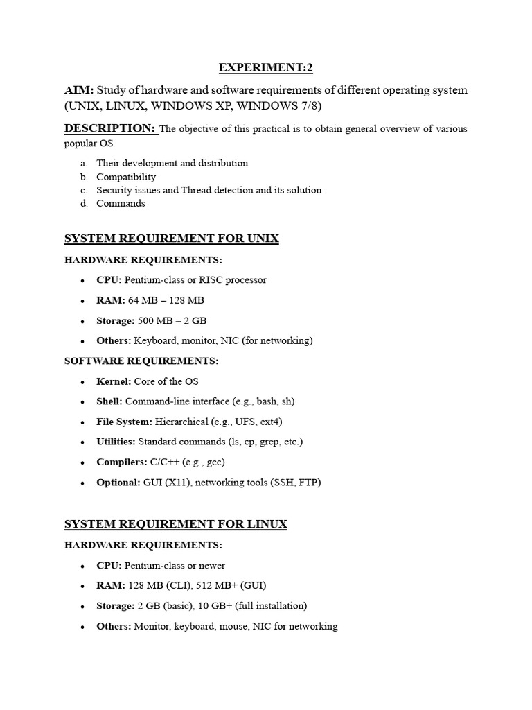 OS Hardware & Software Requirements Guide | PDF | Linux | Operating System