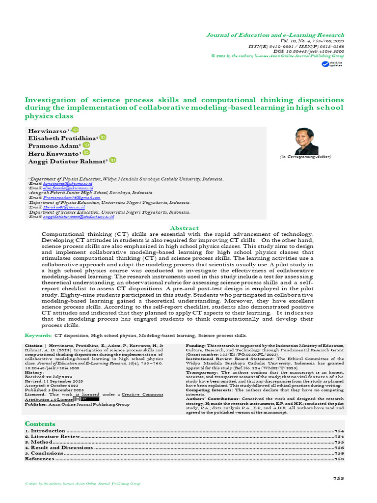 Investigation of Science Process Skills and Comput | PDF | Scientific ...