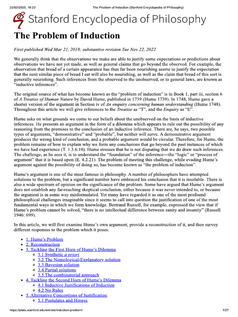 The Problem of Induction | PDF