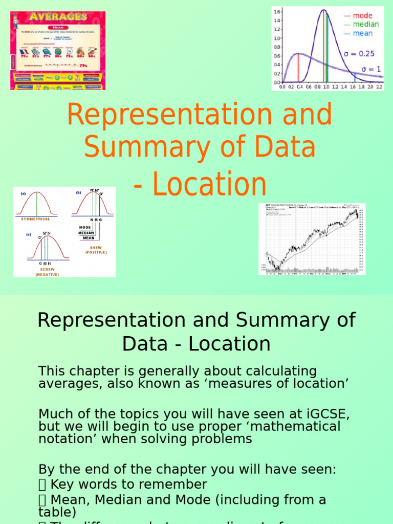 2) S1 Representation and Summary of Data - Location | PDF | Probability ...