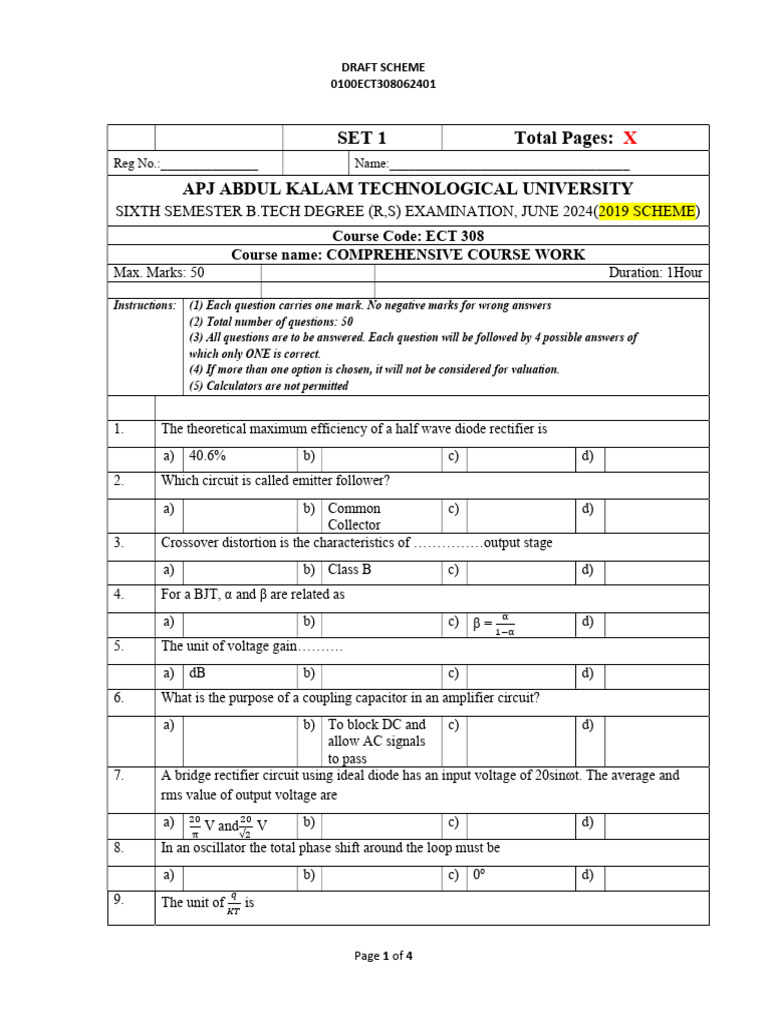B.Tech ECT 308 Exam Question Paper | PDF | Frequency Modulation ...