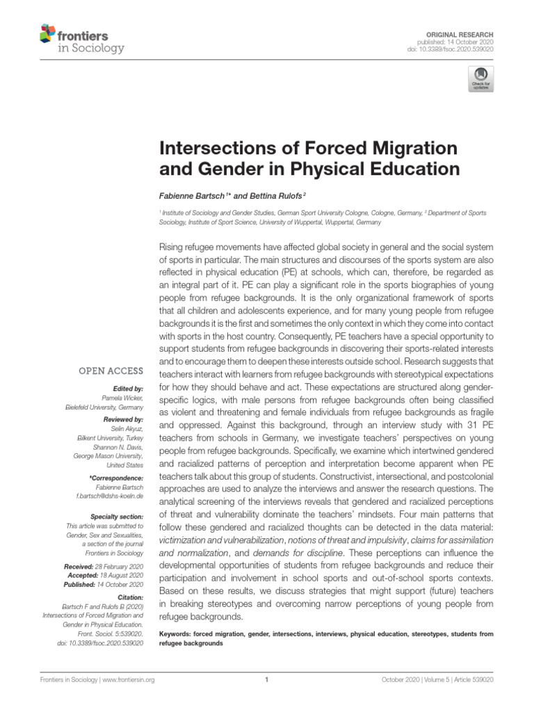 2023 IRL 9 WEEK 1 Intersections of Forced Migration and Gender | PDF ...