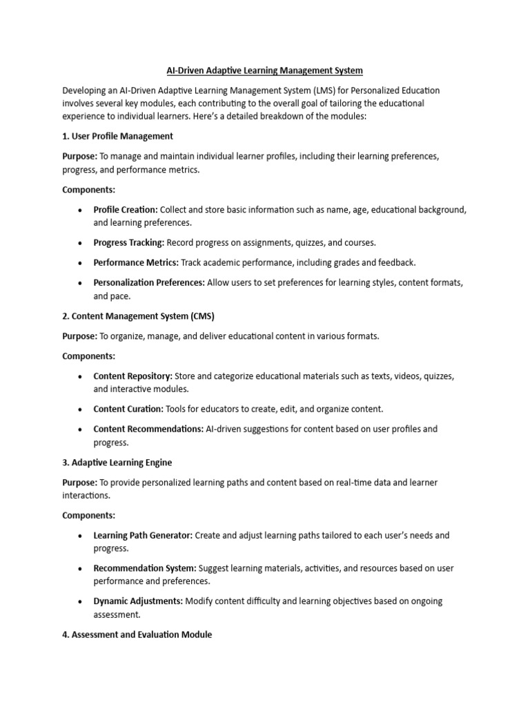 AI-Driven Adaptive LMS Overview | PDF | Machine Learning | Learning