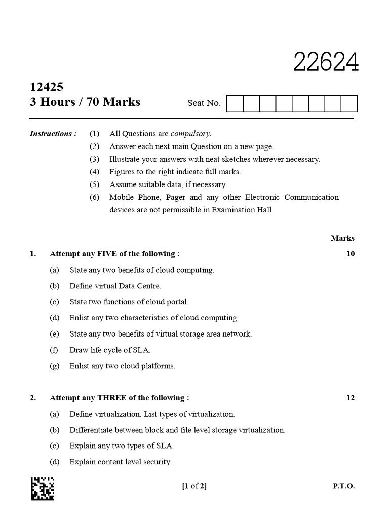 MSBTE Cloud Computing Question Paper 2024 | PDF | Amplifier | Transistor