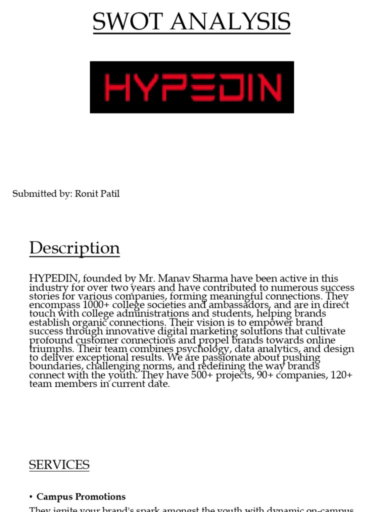 Hypedin's SWOT in Influencer Marketing | PDF | Brand | Social Media
