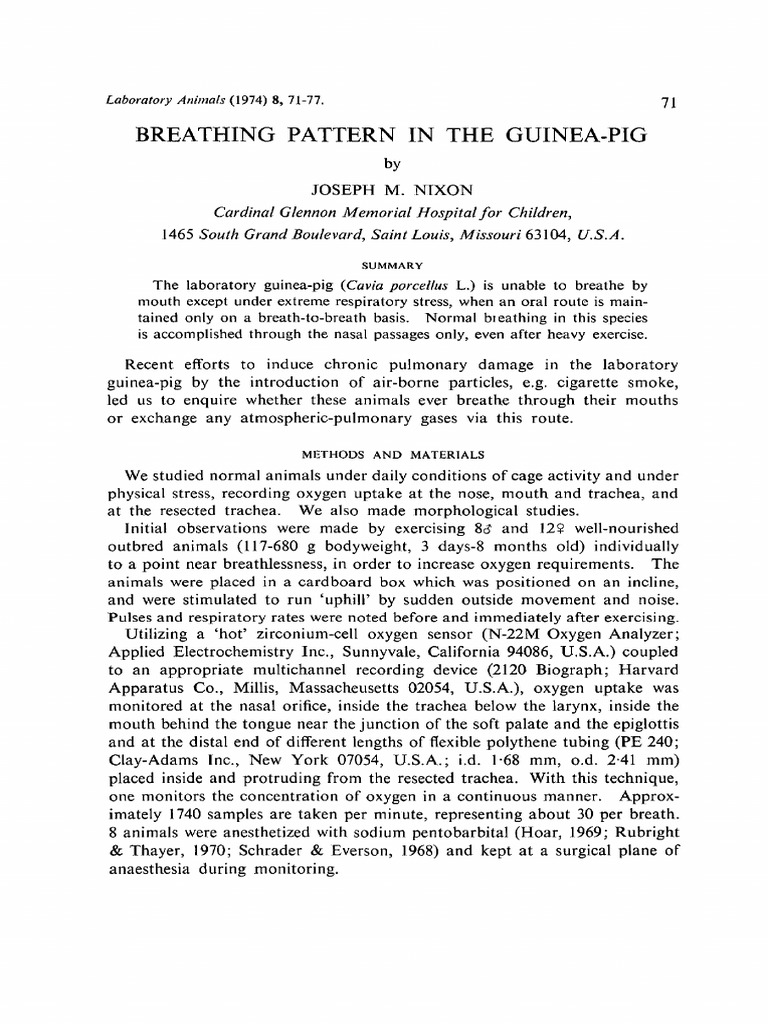 Image showcasing Breathing Pattern in The Guinea-Pig | PDF | Breathing | Exhalation