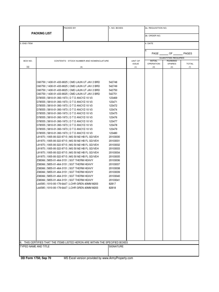 MS Excel DD 1750 | PDF